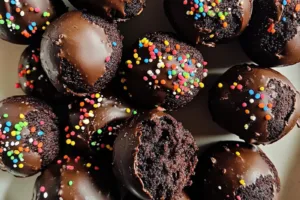 CHOCOLATE CAKE POPS HOMEMADE centered hero view, clean and uncluttered
