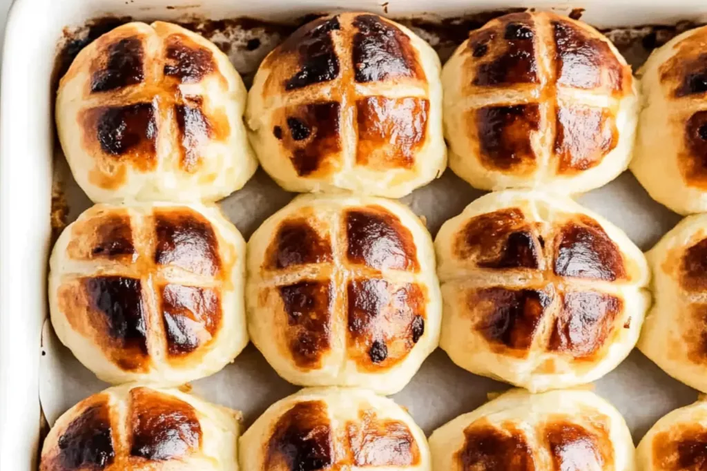 HOT CROSS BUNS RECIPE centered hero view, clean and uncluttered