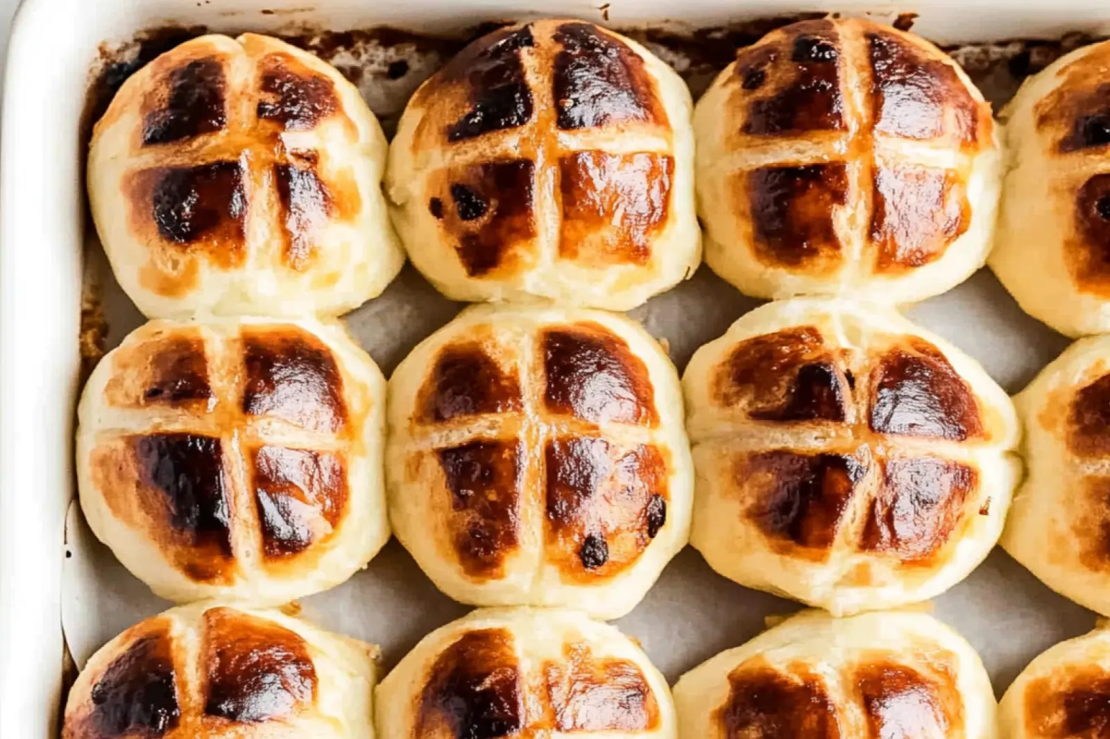 HOT CROSS BUNS RECIPE centered hero view, clean and uncluttered