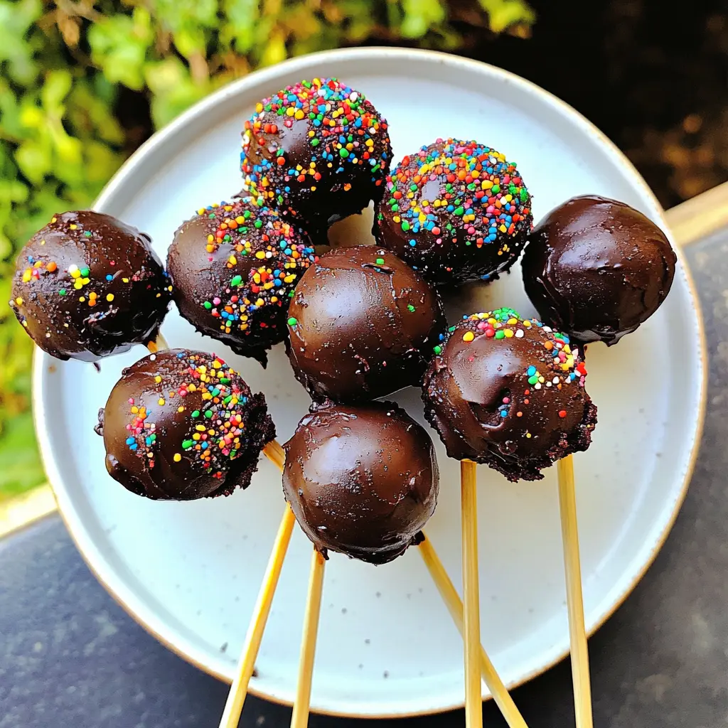 CHOCOLATE CAKE POPS HOMEMADE centered hero view, clean and uncluttered
