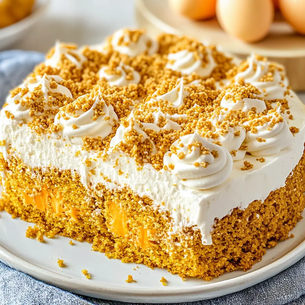 EASTER CARROT POKE CAKE centered hero view, clean and uncluttered