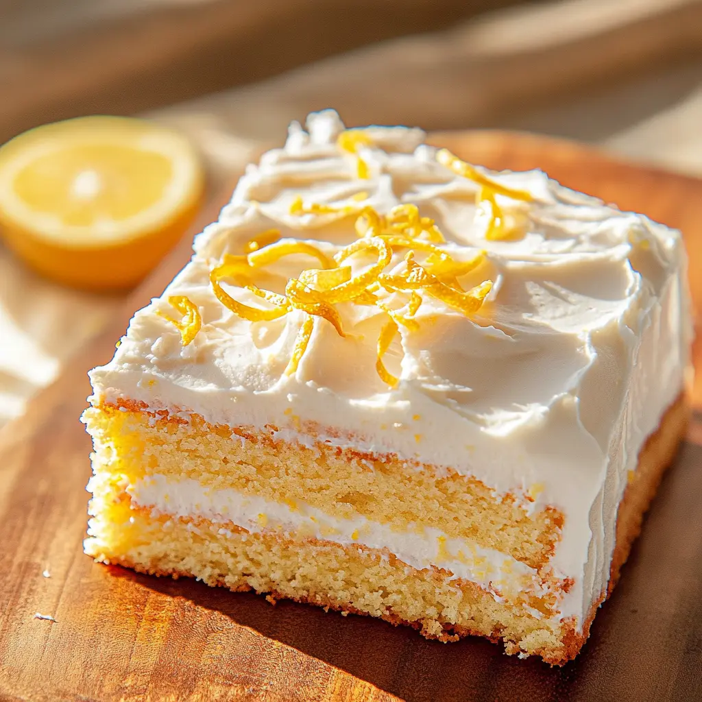 SPRING LEMON SHEET CAKE centered hero view, clean and uncluttered