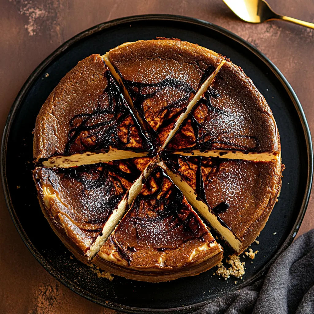 VANILLA BURNT BASQUE CHEESECAKE centered hero view, clean and uncluttered