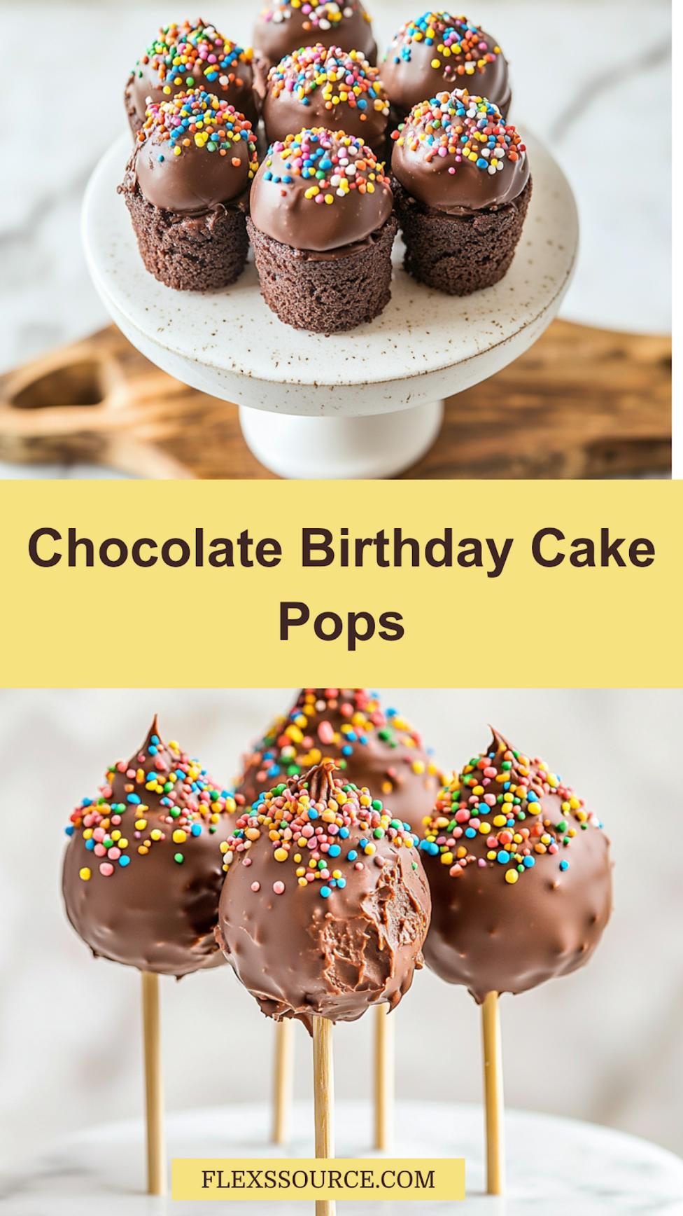 Birthday Cake Pops Chocolate centered hero view, clean and uncluttered_pin