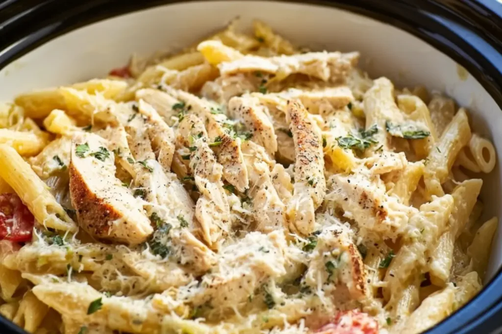 Copycat Olive Garden Chicken Pasta recipe, served and ready to eat, easy homemade dinner