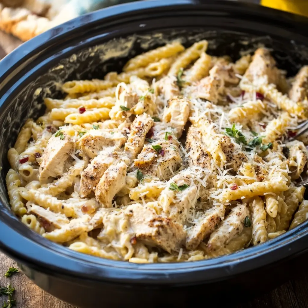Copycat Olive Garden Chicken Pasta recipe, served and ready to eat, easy homemade dinner