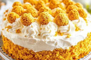 EASTER CARROT POKE CAKE centered hero view, clean and uncluttered