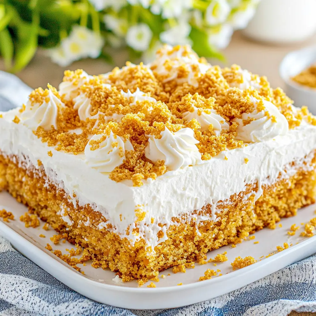 Easter Carrot Poke Cake centered hero view, clean and uncluttered