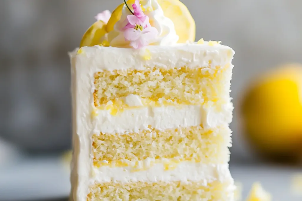 LEMON LAYER CREAM CHEESE BUTTERCREAM centered hero view, clean and uncluttered