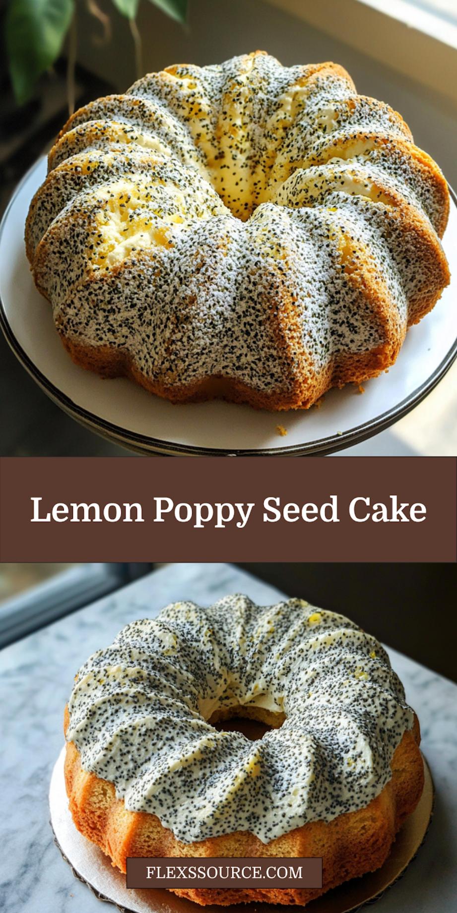 Lemon Poppy Seed Bundt Cake with cream cheese glaze, perfect for sharing