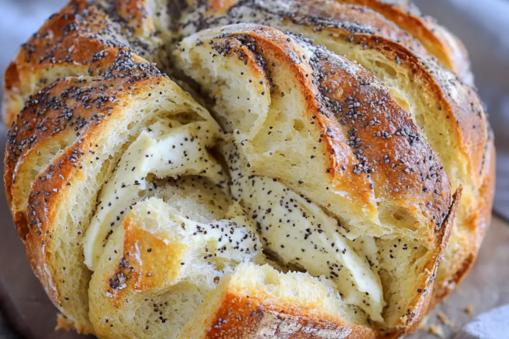 POPPYSEED PULL APART BREAD centered hero view, clean and uncluttered